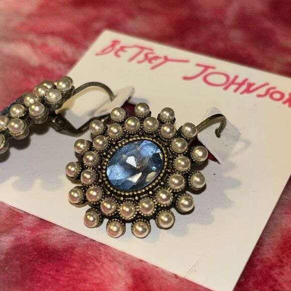 Betsey Johnson Jewelry - Betsey Johnson earrings. Bluestone with white pearls.